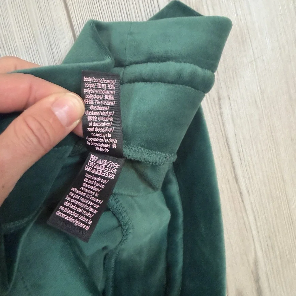 Victorias Secret Medium Pants Velour Jogger Elastic Waist Pull on Deep Green - Picture 7 of 11